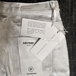 GRLFRND - The Karolina Skinny High Waist Luxury Denim - Silver and White -